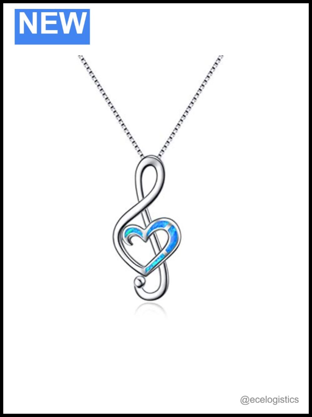 Sterling Silver Created Opal Music Note Necklace 18in Box Chain Pendant